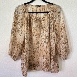Club Monaco Silk Animal Print Blouse Size Medium